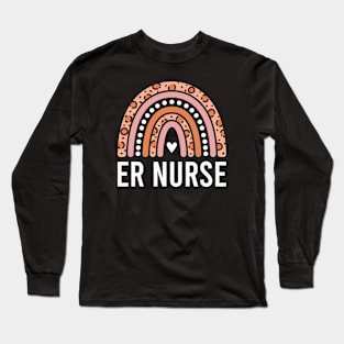 ER Nurse Emergency Room Nurse Leopard Rainbow Long Sleeve T-Shirt